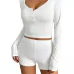 Wisfruit Sexy Damen Zweiteiler Sommer Hosenanzug Trainingsanzug Sport Set