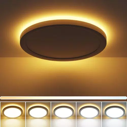 Zemty 18W LED Deckenlampe Flach Mit Nachtlicht Rund Deckenleuchte Badezimmer